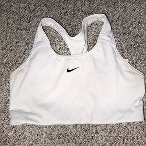 Nike White Sports Bra Racerback Medium Support